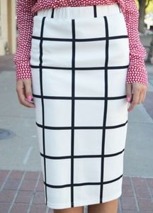 Black and White Checkered Pencil Skirt